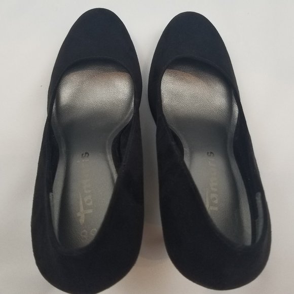 Tamaris Classic Black Suede Platform Pump Stiletto Heels sz 38 - Picture 5 of 8